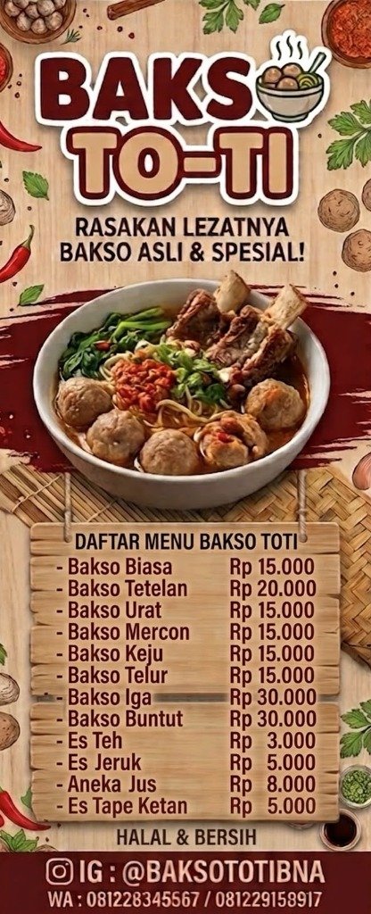 Brosur Menu BAKSO TO-TI